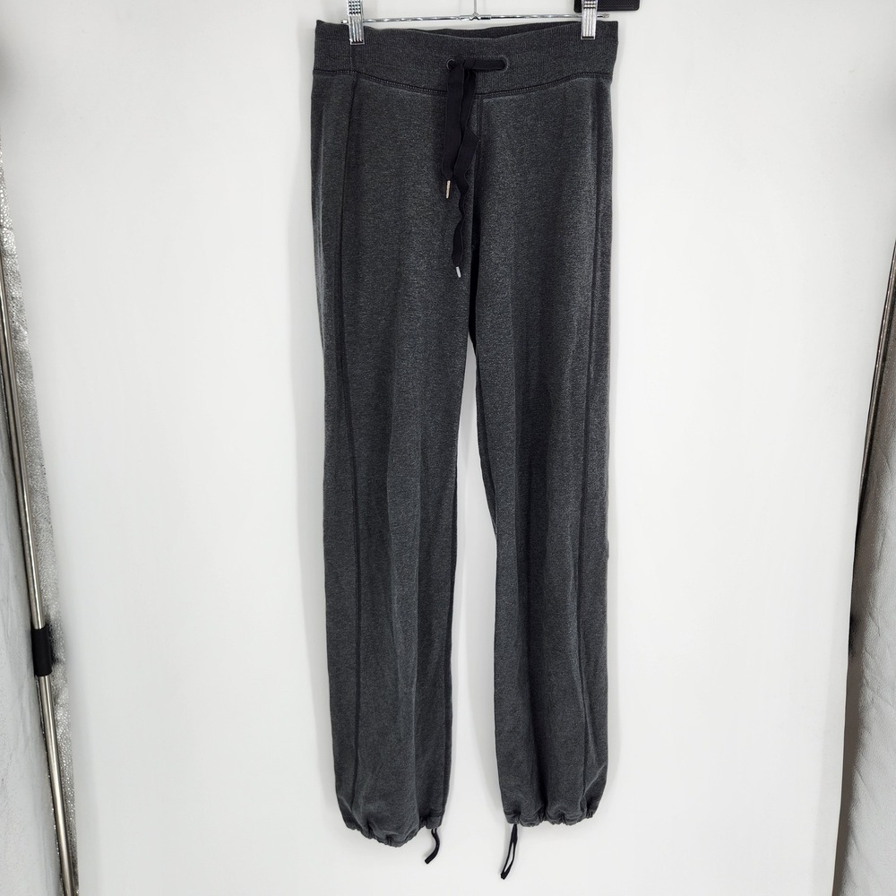 Lululemon Charcoal Grey Heathered Sweatpants Drawstring Bungee Hem Size 6